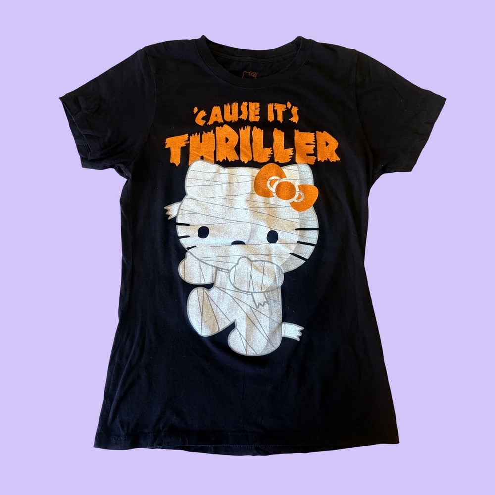 Y2K Hello Kitty Rare Sanrio Cause It's Thriller Mummy Graphic Tee Scene #17